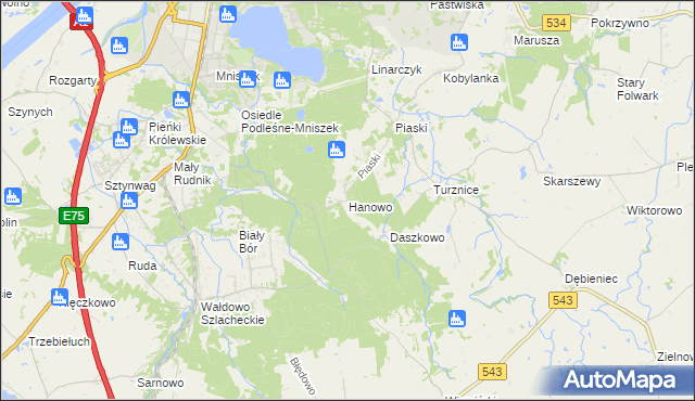 mapa Hanowo, Hanowo na mapie Targeo