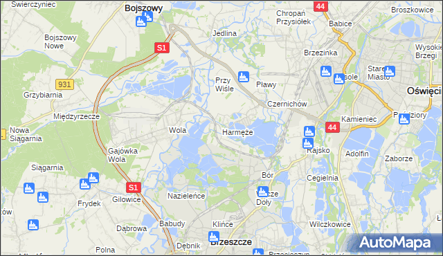 mapa Harmęże, Harmęże na mapie Targeo