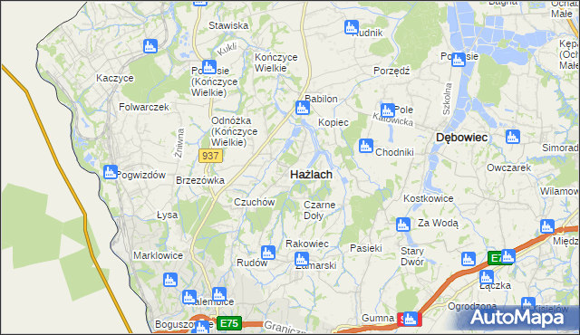 mapa Hażlach, Hażlach na mapie Targeo