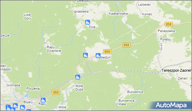 mapa Hedwiżyn, Hedwiżyn na mapie Targeo