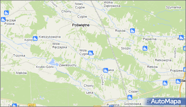 mapa Helenów gmina Poświętne, Helenów gmina Poświętne na mapie Targeo