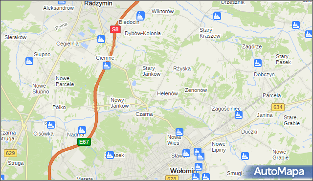 mapa Helenów gmina Wołomin, Helenów gmina Wołomin na mapie Targeo