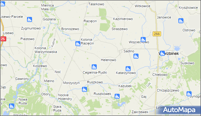 mapa Helenowo gmina Wierzbinek, Helenowo gmina Wierzbinek na mapie Targeo