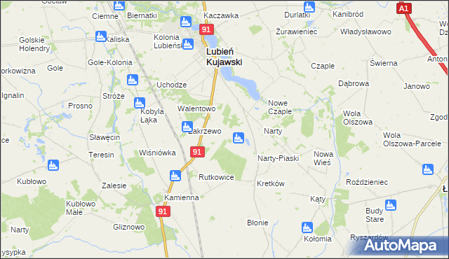 mapa Henryków gmina Lubień Kujawski, Henryków gmina Lubień Kujawski na mapie Targeo