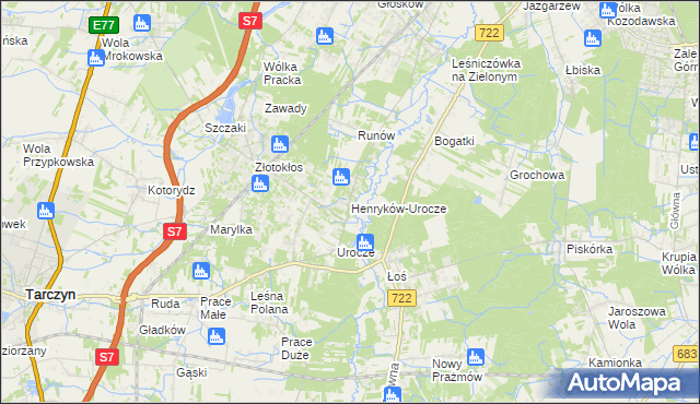 mapa Henryków-Urocze, Henryków-Urocze na mapie Targeo