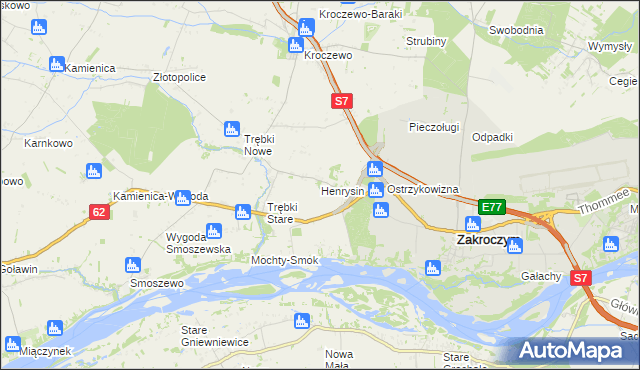 mapa Henrysin gmina Zakroczym, Henrysin gmina Zakroczym na mapie Targeo