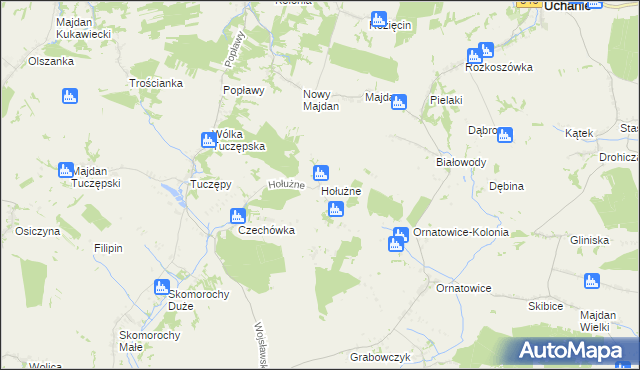 mapa Hołużne, Hołużne na mapie Targeo
