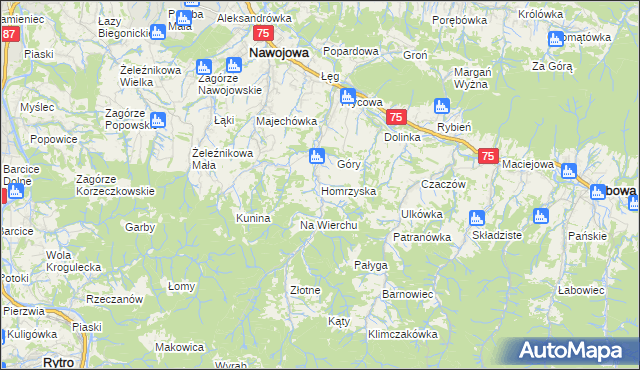 mapa Homrzyska, Homrzyska na mapie Targeo