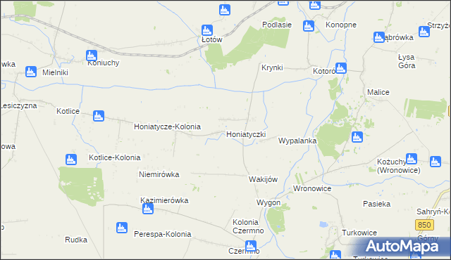 mapa Honiatyczki, Honiatyczki na mapie Targeo