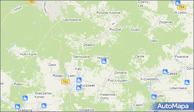 mapa Hucisko gmina Klucze, Hucisko gmina Klucze na mapie Targeo