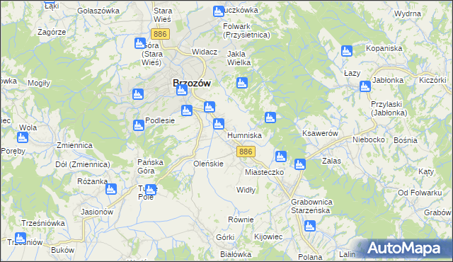 mapa Humniska, Humniska na mapie Targeo