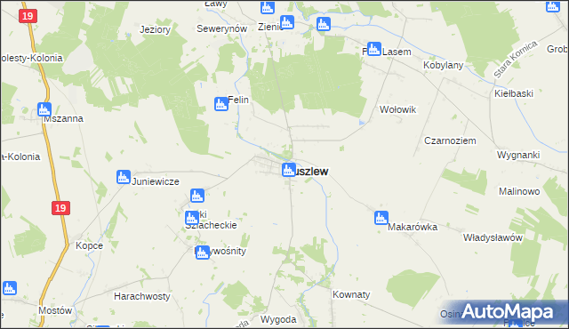 mapa Huszlew, Huszlew na mapie Targeo