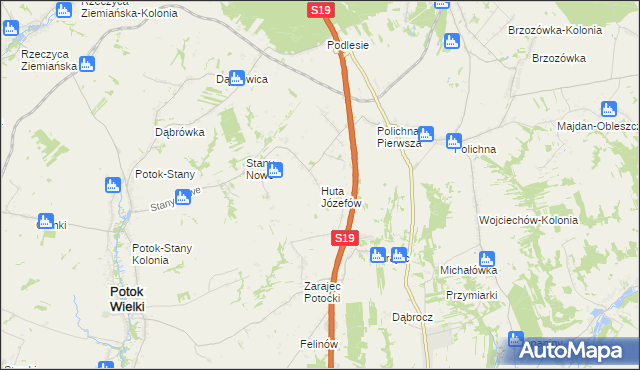 mapa Huta Józefów, Huta Józefów na mapie Targeo