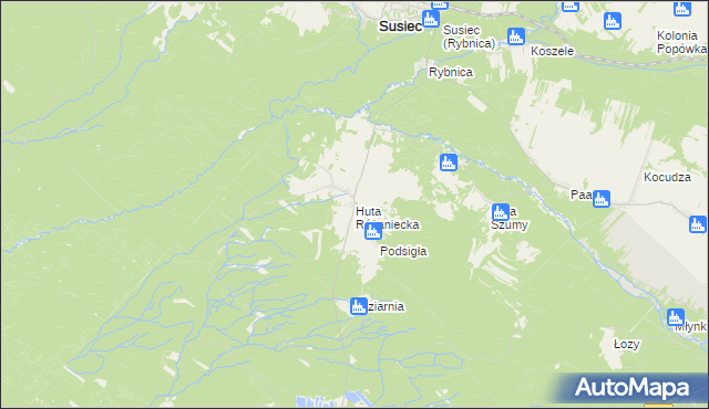 mapa Huta Różaniecka, Huta Różaniecka na mapie Targeo