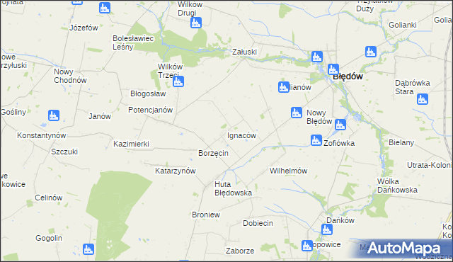 mapa Ignaców gmina Błędów, Ignaców gmina Błędów na mapie Targeo