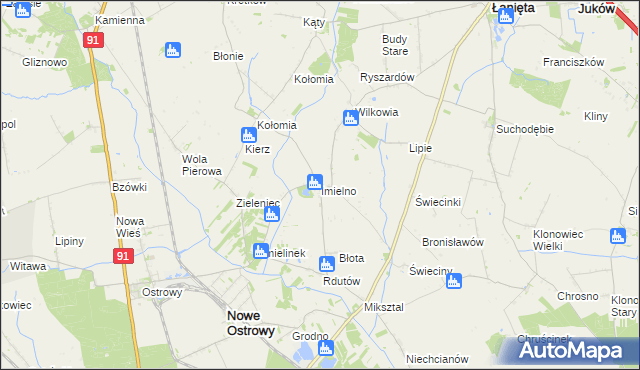 mapa Imielno gmina Nowe Ostrowy, Imielno gmina Nowe Ostrowy na mapie Targeo