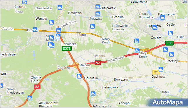 mapa Izabela gmina Wiązowna, Izabela gmina Wiązowna na mapie Targeo