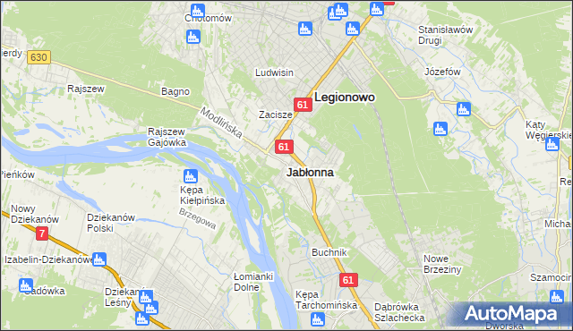 mapa Jabłonna powiat legionowski, Jabłonna powiat legionowski na mapie Targeo