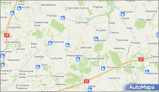 mapa Jabłonów gmina Policzna, Jabłonów gmina Policzna na mapie Targeo