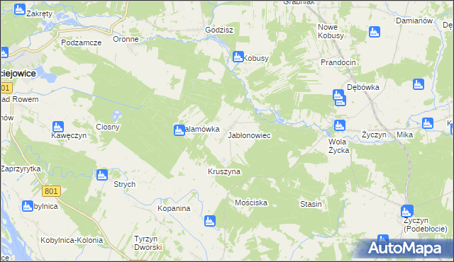 mapa Jabłonowiec gmina Trojanów, Jabłonowiec gmina Trojanów na mapie Targeo