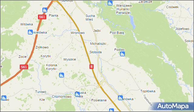 mapa Jabłońskie gmina Augustów, Jabłońskie gmina Augustów na mapie Targeo