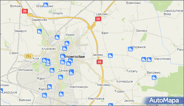 mapa Jacewo, Jacewo na mapie Targeo