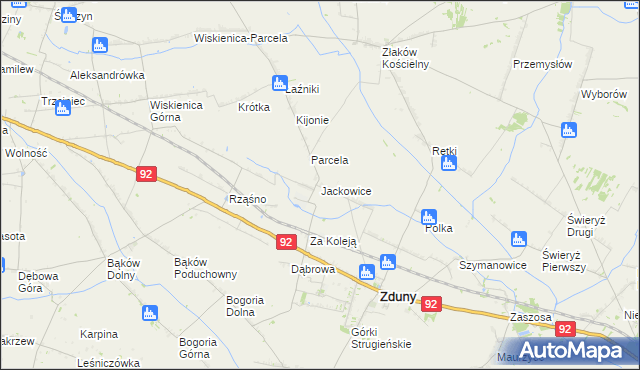 mapa Jackowice, Jackowice na mapie Targeo
