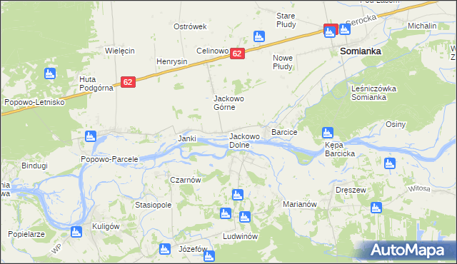 mapa Jackowo Dolne, Jackowo Dolne na mapie Targeo