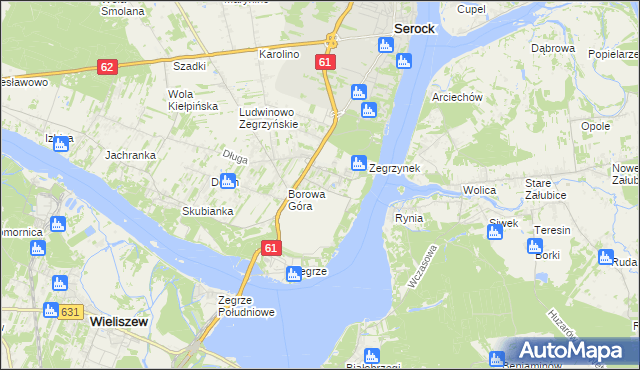 mapa Jadwisin gmina Serock, Jadwisin gmina Serock na mapie Targeo