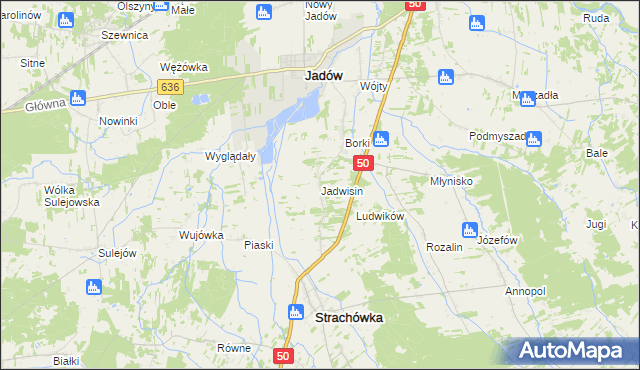 mapa Jadwisin gmina Strachówka, Jadwisin gmina Strachówka na mapie Targeo