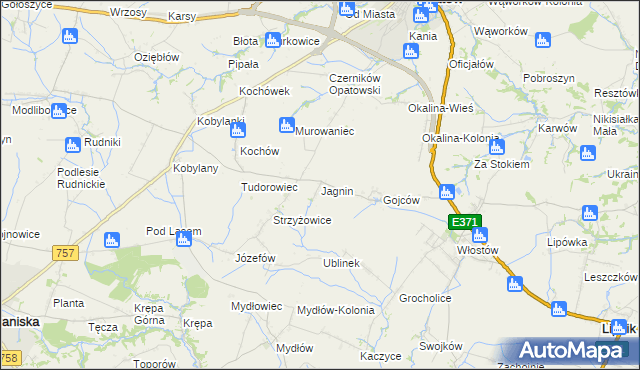 mapa Jagnin, Jagnin na mapie Targeo