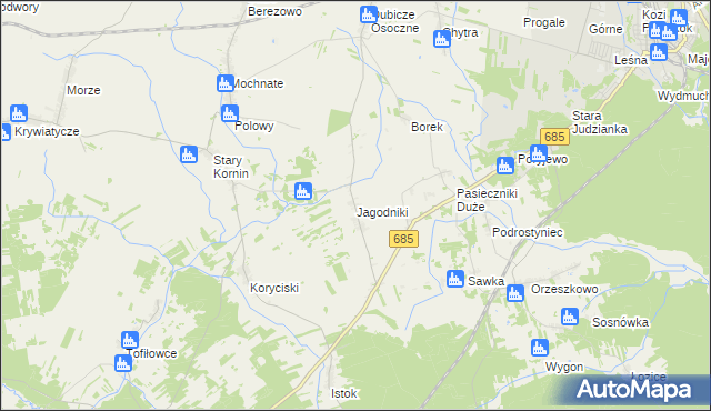 mapa Jagodniki, Jagodniki na mapie Targeo