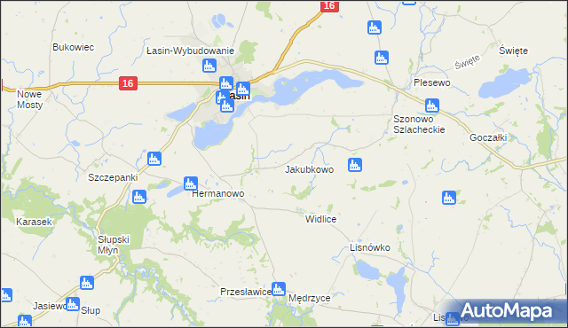 mapa Jakubkowo gmina Łasin, Jakubkowo gmina Łasin na mapie Targeo