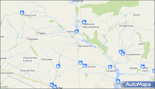 mapa Jakubowice gmina Wilków, Jakubowice gmina Wilków na mapie Targeo