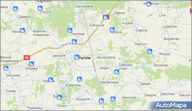 mapa Jakubowizna, Jakubowizna na mapie Targeo