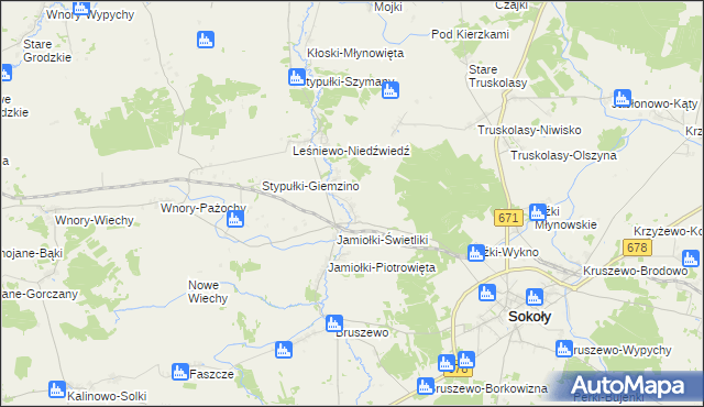 mapa Jamiołki-Godzieby, Jamiołki-Godzieby na mapie Targeo