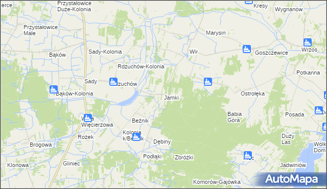 mapa Jamki gmina Potworów, Jamki gmina Potworów na mapie Targeo