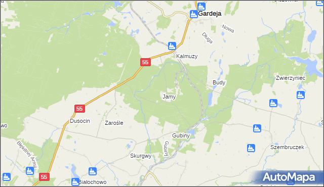 mapa Jamy gmina Rogóźno, Jamy gmina Rogóźno na mapie Targeo