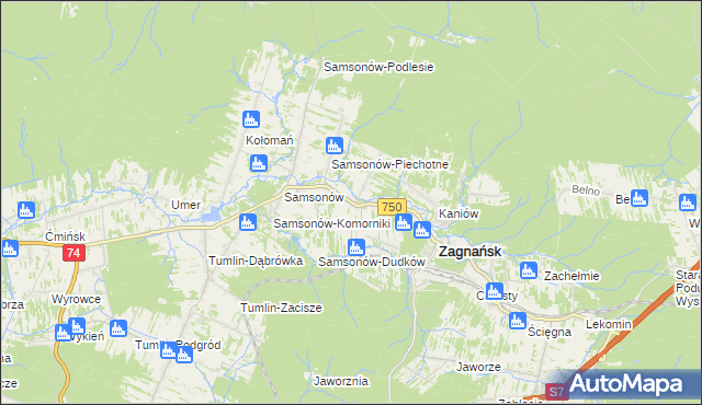 mapa Janaszów gmina Zagnańsk, Janaszów gmina Zagnańsk na mapie Targeo