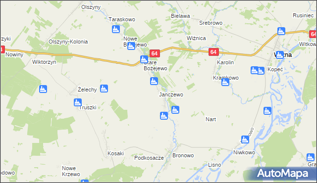 mapa Janczewo gmina Wizna, Janczewo gmina Wizna na mapie Targeo