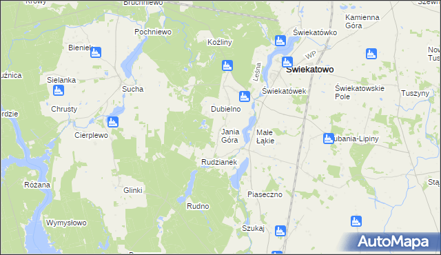 mapa Jania Góra gmina Świekatowo, Jania Góra gmina Świekatowo na mapie Targeo