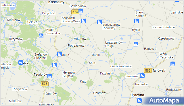 mapa Janki gmina Szczawin Kościelny, Janki gmina Szczawin Kościelny na mapie Targeo