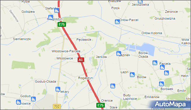 mapa Janków gmina Piątek, Janków gmina Piątek na mapie Targeo