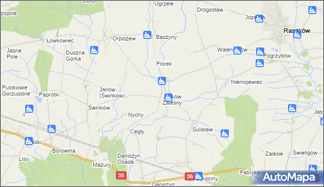 mapa Janków Zaleśny, Janków Zaleśny na mapie Targeo