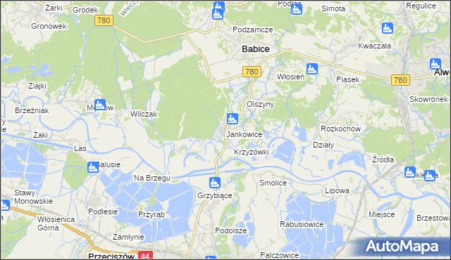 mapa Jankowice gmina Babice, Jankowice gmina Babice na mapie Targeo