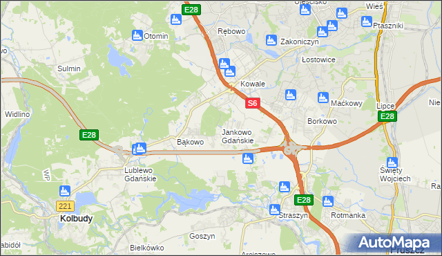 mapa Jankowo Gdańskie, Jankowo Gdańskie na mapie Targeo