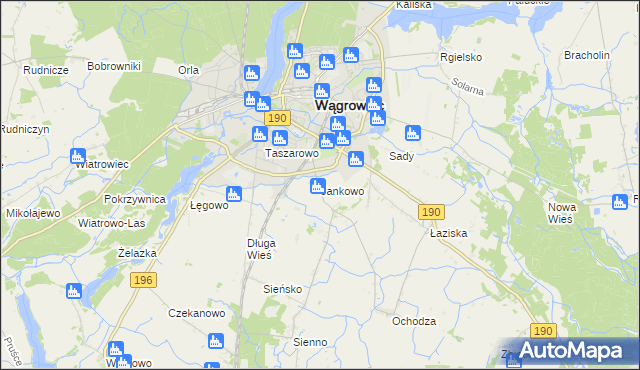 mapa Jankowo gmina Wągrowiec, Jankowo gmina Wągrowiec na mapie Targeo