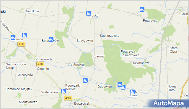 mapa Janów gmina Jaraczewo, Janów gmina Jaraczewo na mapie Targeo