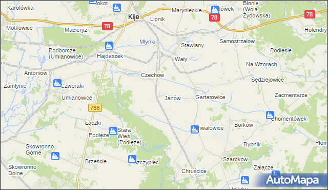 mapa Janów gmina Kije, Janów gmina Kije na mapie Targeo