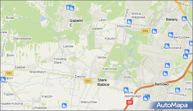 mapa Janów gmina Stare Babice, Janów gmina Stare Babice na mapie Targeo